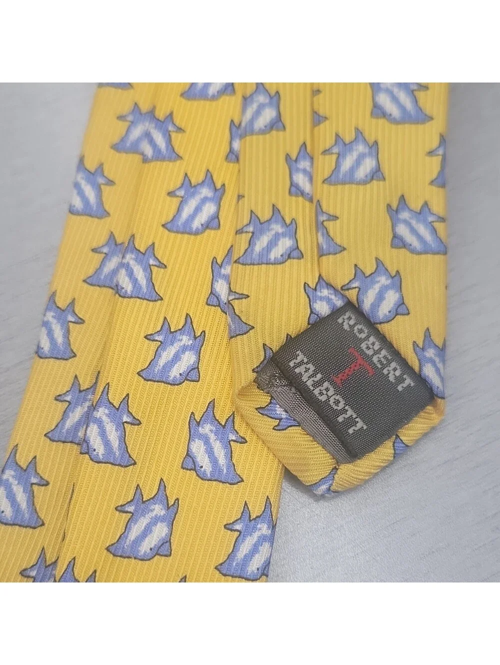 Robert Talbott Men's Yellow/Blue/White Geometric Woven Necktie Tie